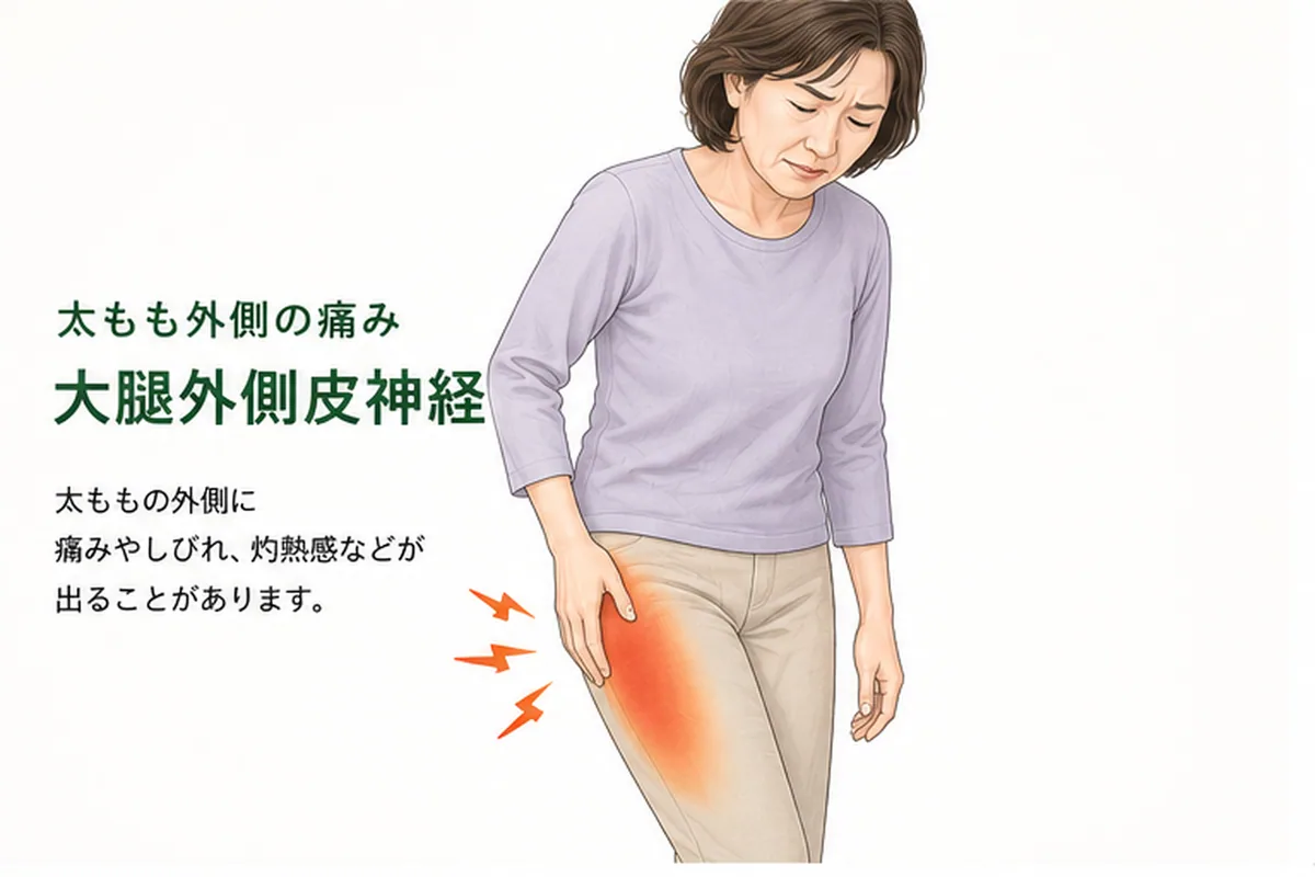 太ももの外側が痛い・しびれる｜大腿外側皮神経との関係のイメージ