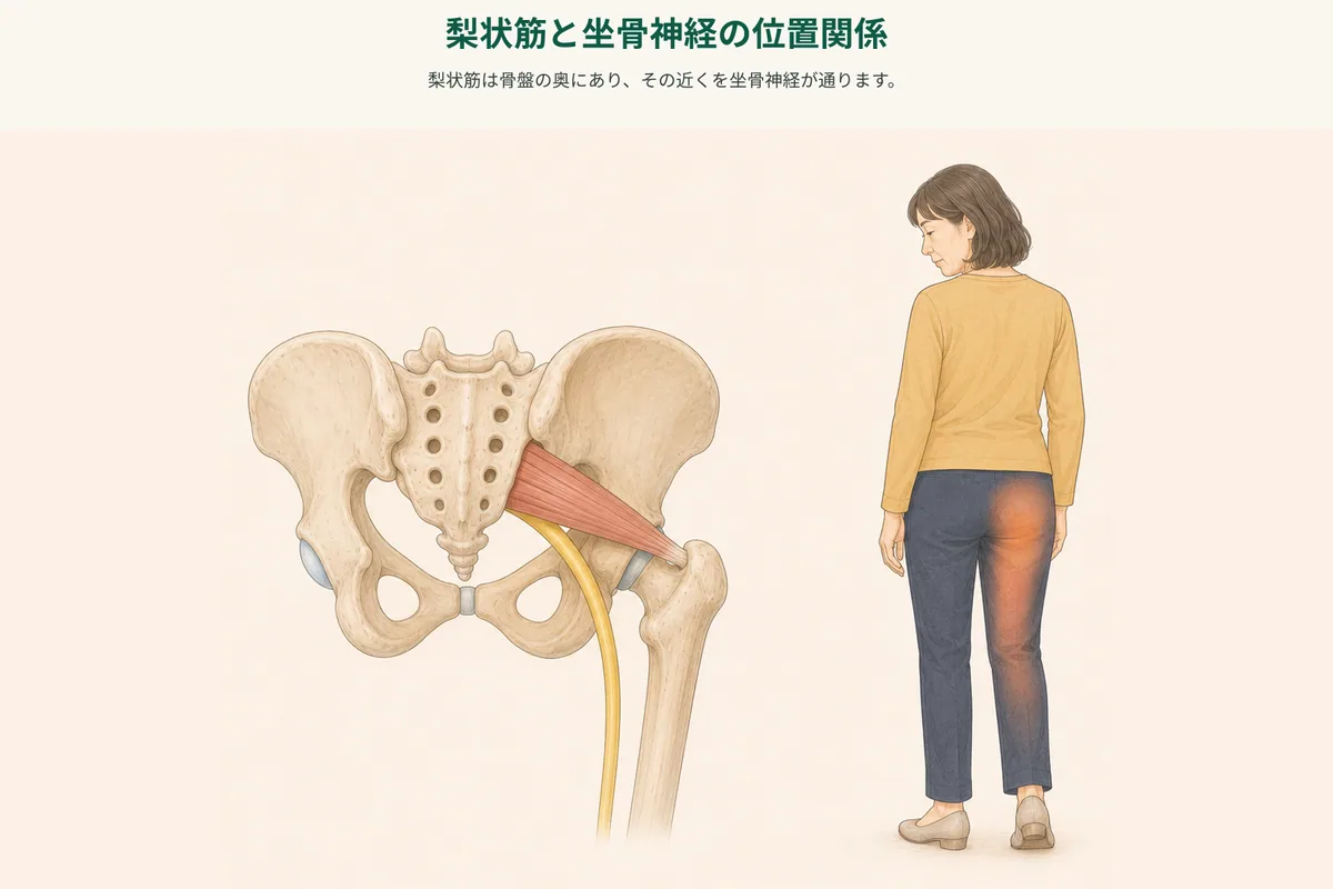 梨状筋と坐骨神経、お尻から脚に症状が広がる範囲